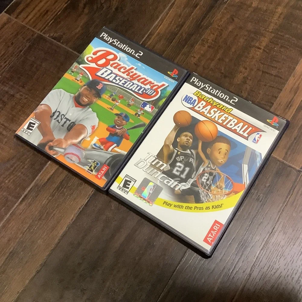 Backyard Baseball 10 & Backyard NBA Basketball PS2 Bundle David Ortiz Tim Duncan